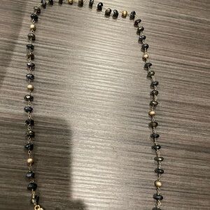 Elegant Black and Gold Beaded Necklace 25” long